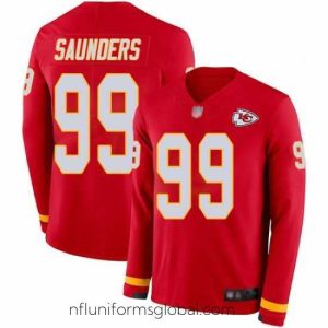 Enchanting Chiefs 99 Khalen Saunders Red Team Color Stitched Football Limited Therma Long Sleeve Jersey