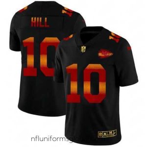 Sumptuous Kansas City Chiefs 10 Tyreek Hill Black Nike Red Orange Stripe Vapor Limited NFL Jersey