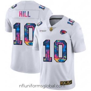 Sumptuous Kansas City Chiefs 10 Tyreek Hill White Nike Multi Color 2020 NFL Crucial Catch Limited NFL Jersey