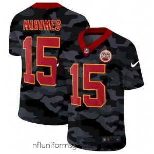 Divine Kansas City Chiefs 15 Patrick Mahomes Nike 2020 Black CAMO Red Vapor Untouchable Limited Stitched NFL Jersey