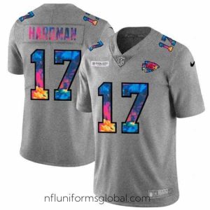 Ravishing Kansas City Chiefs 17 Mecole Hardman Nike Multi Color 2020 NFL Crucial Catch NFL Jersey Greyheather