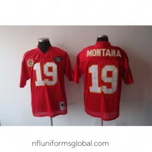 Ravishing Kansas City Chiefs 19 Joe Montana Two Patch red throwback jerseys