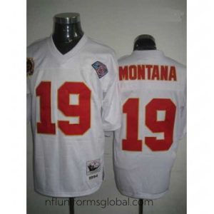 Sumptuous Kansas City Chiefs 19 Joe Montana throwback white