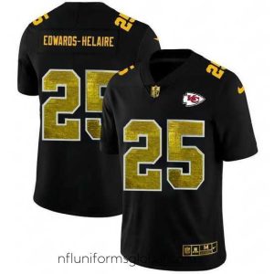 Irresistible Kansas City Chiefs 25 Clyde Edwards Helaire Black Nike Golden Sequin Vapor Limited NFL Jersey