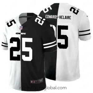 Alluring Kansas City Chiefs 25 Clyde Edwards Helaire Black V White Peace Split Nike Vapor Untouchable Limited NFL Jersey