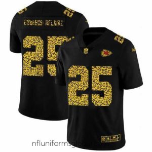 Stunning Kansas City Chiefs 25 Clyde Edwards Helaire Nike Leopard Print Fashion Vapor Limited NFL Jersey Black