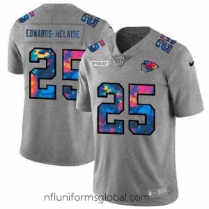 Ravishing Kansas City Chiefs 25 Clyde Edwards Helaire Nike Multi Color 2020 NFL Crucial Catch NFL Jersey Greyheather