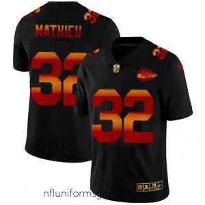 Sumptuous Kansas City Chiefs 32 Tyrann Mathieu Black Nike Red Orange Stripe Vapor Limited NFL Jersey