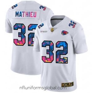Irresistible Kansas City Chiefs 32 Tyrann Mathieu White Nike Multi Color 2020 NFL Crucial Catch Limited NFL Jersey