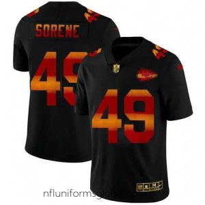Stunning Kansas City Chiefs 49 Daniel Sorensen Black Nike Red Orange Stripe Vapor Limited NFL Jersey