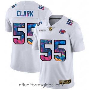 Stunning Kansas City Chiefs 55 Frank Clark White Nike Multi Color 2020 NFL Crucial Catch Limited NFL Jersey