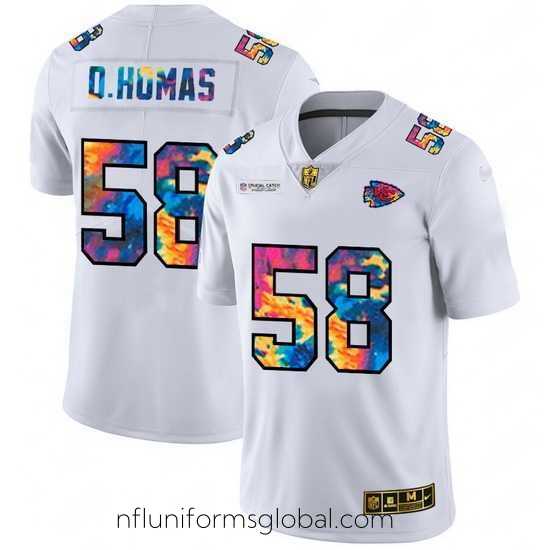 Stunning Kansas City Chiefs 58 Derrick Thomas White Nike Multi Color 2020 NFL Crucial Catch Limited NFL Jersey