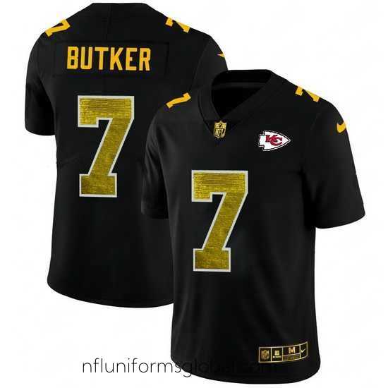 Sumptuous Kansas City Chiefs 7 Harrison Butker Black Nike Golden Sequin Vapor Limited NFL Jersey