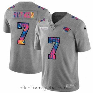 Divine Kansas City Chiefs 7 Harrison Butker Nike Multi Color 2020 NFL Crucial Catch NFL Jersey Greyheather