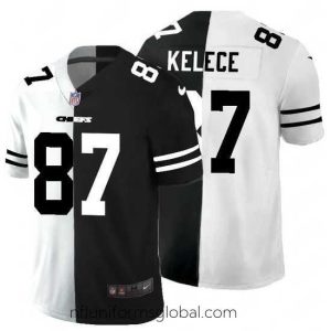 Gorgeous Kansas City Chiefs 87 Travis Kelce Black V White Peace Split Nike Vapor Untouchable Limited NFL Jersey