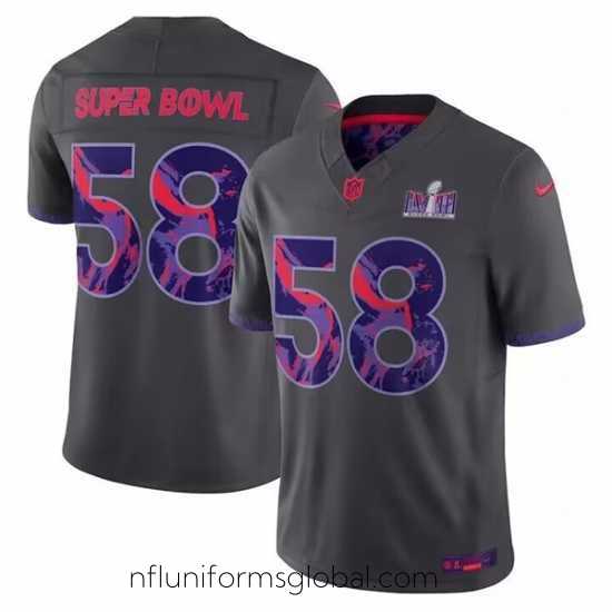 Enchanting 58 Super Bowl LVIII Patch 2024 Anthracite F.U.S.E Vapor Untouchable Limited Stitched Football Jersey