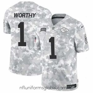Exquisite Kansas City Chiefs 1 Xavier Worthy 2024 F.U.S.E Arctic Camo Salute To Service Limited Stitched Football Jersey