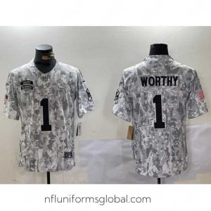 Stunning Kansas City Chiefs 1 Xavier Worthy 2024 F.U.S.E Arctic Camo Salute To Service Limited Stitched Football Jerseys