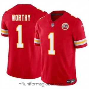 Exquisite Kansas City Chiefs 1 Xavier Worthy Red 2024 Draft F.U.S.E  Vapor Untouchable Limited Stitched Football Jersey