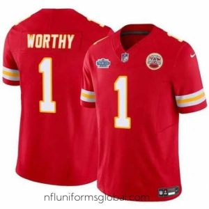 Divine Kansas City Chiefs 1 Xavier Worthy Red F.U.S.E With Draft Patch Vapor Untouchable Limited Stitched Football Jersey
