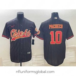 Irresistible Kansas City Chiefs 10 Isiah Pacheco Black With Patch Cool Base Stitched Baseball Jersey