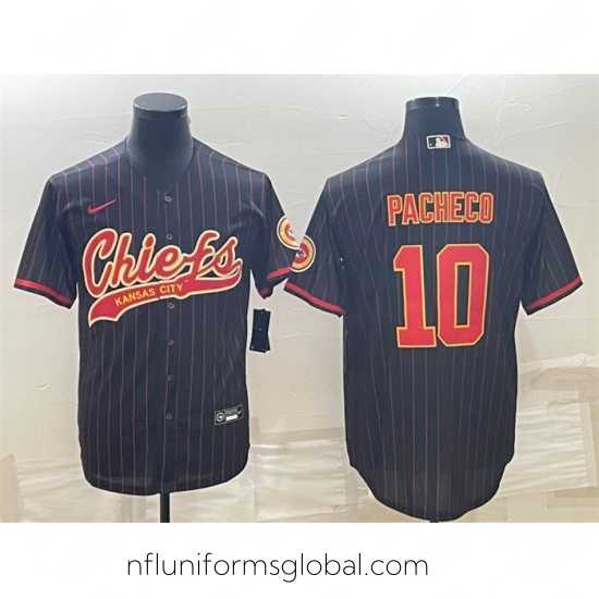 Irresistible Kansas City Chiefs 10 Isiah Pacheco Black With Patch Cool Base Stitched Baseball Jersey