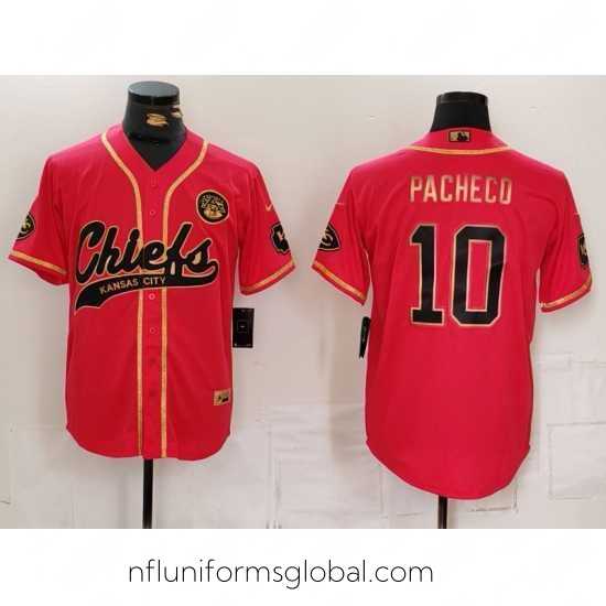 Ravishing Kansas City Chiefs 10 Isiah Pacheco Red Gold Cool Base Stitched Baseball Jersey