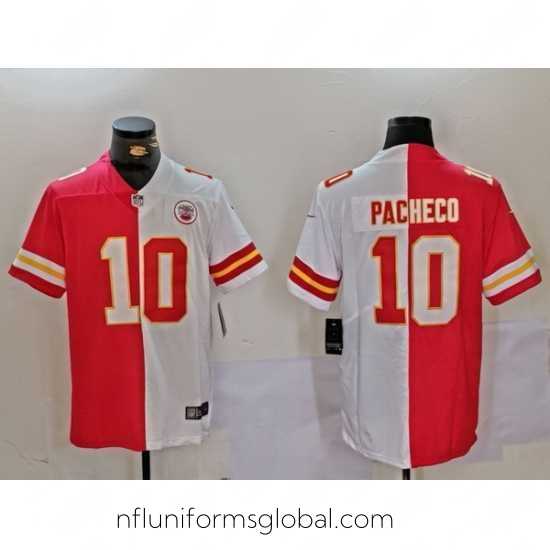 Ravishing Kansas City Chiefs 10 Isiah Pacheco Red White Split Vapor Limited Stitched Jersey