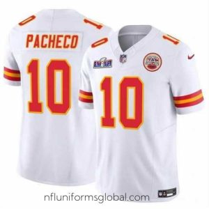 Alluring Kansas City Chiefs 10 Isiah Pacheco White 2023 F.U.S.E  Vapor Untouchable Limited Stitched 2024 Super Bowl LVIII Jersey