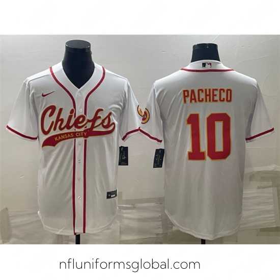 Sumptuous Kansas City Chiefs 10 Isiah Pacheco White With Patch Cool Base Stitched Baseball Jersey