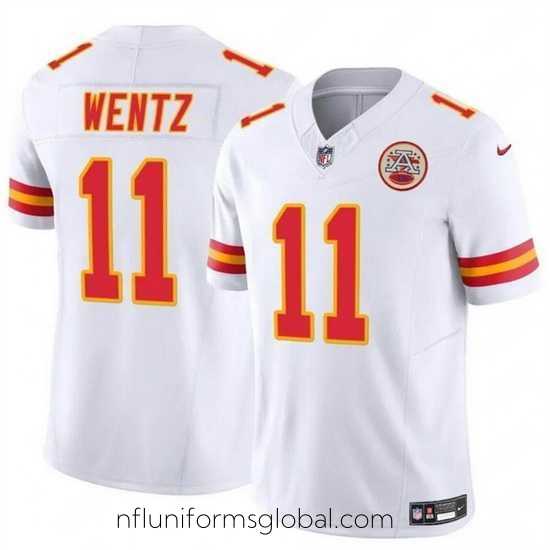 Irresistible Kansas City Chiefs 11 Carson Wentz White 2023 F.U.S.E Vapor Untouchable Limited Stitched Football Jersey