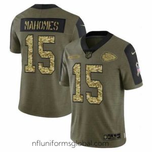 Ravishing Kansas City Chiefs 15 Patrick Mahomes 2021 Salute To Service Olive Camo Limited Stitched Jersey