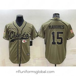 Ravishing Kansas City Chiefs 15 Patrick Mahomes 2022 Olive Salute To Service Cool Base Stitched Baseball Jersey