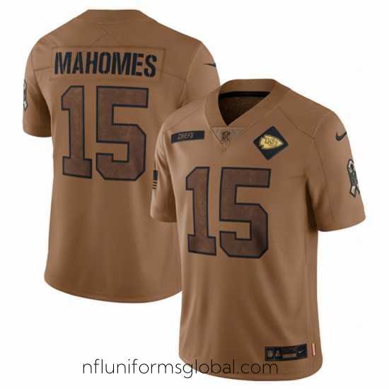 Alluring Kansas City Chiefs 15 Patrick Mahomes 2023 Brown Salute To Service Limited Stitched Jersey