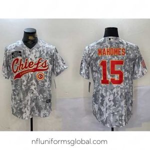 Irresistible Kansas City Chiefs 15 Patrick Mahomes 2024 Arctic Camo Salute To Service Stitched Baseball Jersey 3