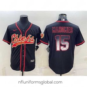 Ravishing Kansas City Chiefs 15 Patrick Mahomes Black Red With Patch Cool Base Stitched Baseball Jersey