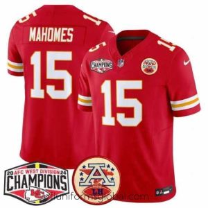 Irresistible Kansas City Chiefs 15 Patrick Mahomes Red F.U.S.E  2024 AFC West Division Champions Vapor Limited Stitched Football Jersey