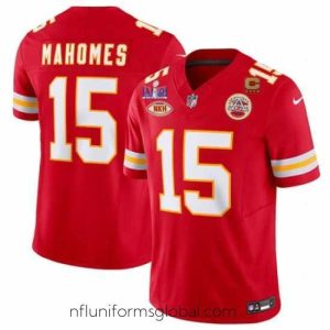 Divine Kansas City Chiefs 15 Patrick Mahomes Red F.U.S.E  With NKH Patch And Super Bowl LVIII Patch Vapor Untouchable Limited Stitched Football Jersey