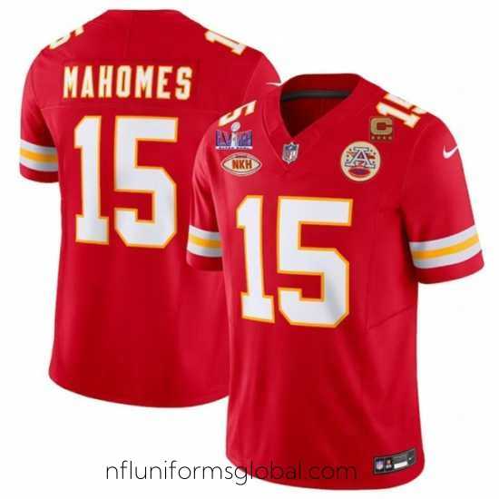 Divine Kansas City Chiefs 15 Patrick Mahomes Red F.U.S.E With NKH Patch And Super Bowl LVIII Patch Vapor Untouchable Limited Stitched Football Jersey
