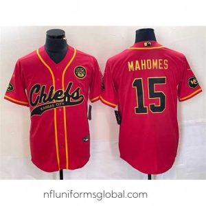 Gorgeous Kansas City Chiefs 15 Patrick Mahomes Red Gold Cool Base Stitched Baseball Jersey