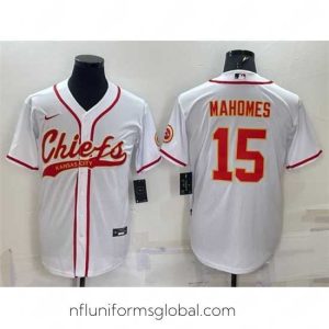 Ravishing Kansas City Chiefs 15 Patrick Mahomes White With Patch Cool Base Stitched Baseball Jersey