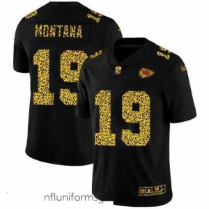 Gorgeous Kansas City Chiefs 19 Joe Montana Nike Leopard Print Fashion Vapor Limited NFL Jersey Black