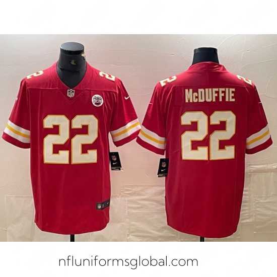 Stunning Kansas City Chiefs 22 Trent McDuffie Red Vapor Untouchable Limited Stitched Football Jersey