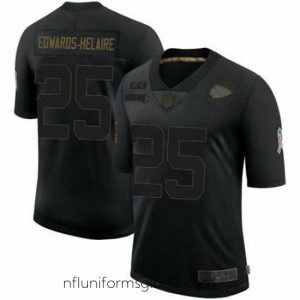 Exquisite Kansas City Chiefs 25 Clyde Edwards-Helaire 2020 Black Salute To Service Limited Jersey