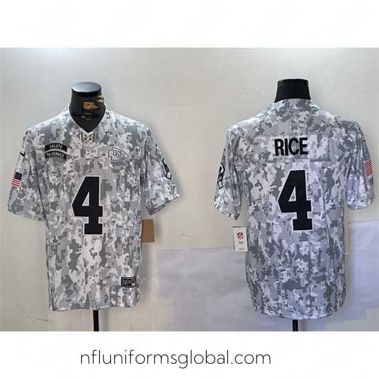 Exquisite Kansas City Chiefs 4 Rashee Rice 2024 F.U.S.E Arctic Camo Salute To Service Limited Stitched Football Jersey