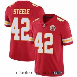 Stunning Kansas City Chiefs 42 Carson Steele Red Vapor Untouchable Limited Stitched Football Jersey