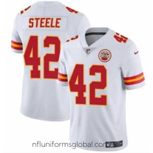 Exquisite Kansas City Chiefs 42 Carson Steele White Vapor Untouchable Limited Stitched Football Jersey