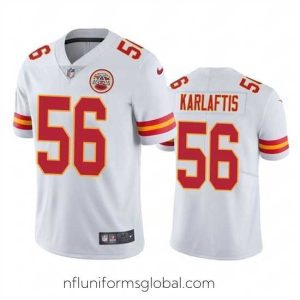 Stunning Kansas City Chiefs 56 George Karlaftis White Vapor Untouchable Limited Stitched Football Jersey