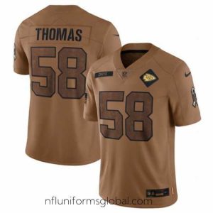 Exquisite Kansas City Chiefs 58 Derrick Thomas 2023 Brown Salute To Service Limited Stitched Jersey