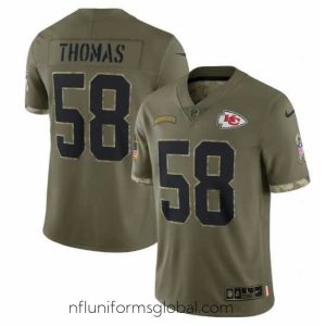 Stunning Kansas City Chiefs 58 Derrick Thomas Olive 2022 Salute To Service Limited Stitched Jersey